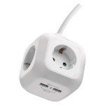 Extension cable - cube 1.9 m / 4 sockets / white / PVC / with USB / 1.5 mm2