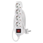 Extension cable 3 m / 4 sockets / with switch / white / PVC / 1.5 mm2