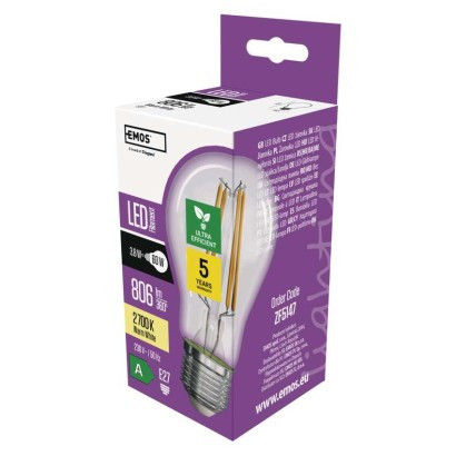 Żarówka LED Filament A60 / E27 / 3,8 W (60 W) / 806 lm / ciepła biel