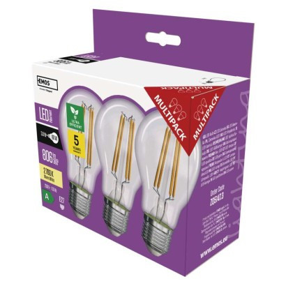 LED žárovka Filament A60 / E27 / 3,8 W (60 W) / 806 lm / teplá bílá