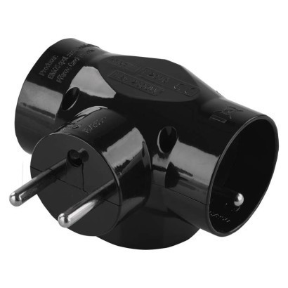 Socket 3× round, black