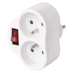 Socket 2× round with switch, white