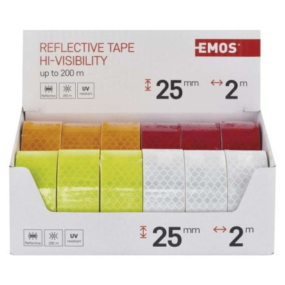 Reflective tape 25 mm / 2m, 12 pcs, display box