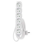 Extension cable 3 m / 6 sockets / white / PVC / 1 mm2