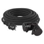 Outdoor extension cable 10 m / 2 sockets / black / rubber / 230 V / 1.5 mm2