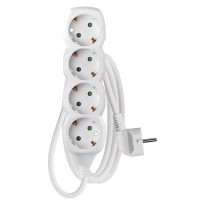 Verlängerungskabel 1,5 m / 4 Steckdosen / weiß / PVC / 1,5 mm2