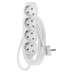 Extension cable 3 m / 4 sockets / white / PVC / 1.5 mm2