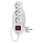 Extension cable 1.5 m / 3 sockets / with switch / white / PVC / 1.5 mm2