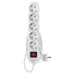 Extension cable 1.5 m / 5 sockets / with switch / white / PVC / 1.5 mm2