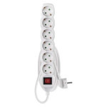Extension cable 1.5 m / 6 sockets / with switch / white / PVC / 1.5 mm2