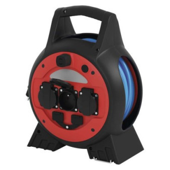 Predlžovací kábel odolný voči poveternostným vplyvom na bubne 20 m / 3 zásuvky / modrý / PVC / 230 V / 1,5 mm2