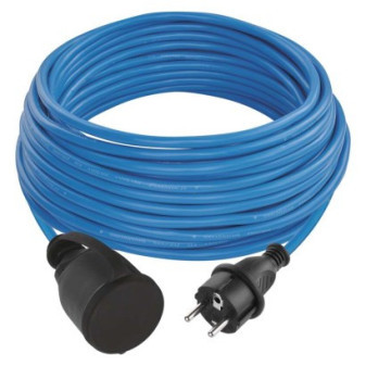Weatherproof extension cable 20 m / 1 socket / blue / PVC / 230 V / 1.5 mm2