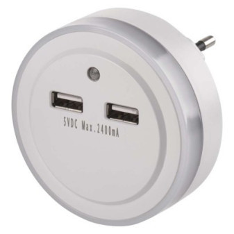 Lampka nocna LED P3313 do gniazda z 2× USB