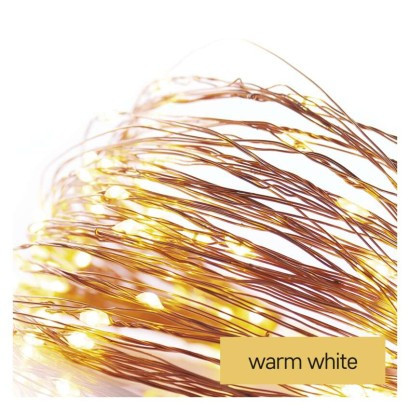 LED Christmas nano chain copper, 4 m, indoor and outdoor, warm white, timer