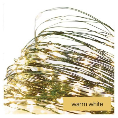 LED Christmas nano chain green, 15 m, indoor and outdoor, warm white, timer