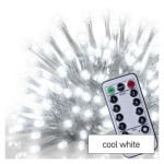 LED Christmas icicles, 5 m, indoor and outdoor, cool white, remote control, programs, timer