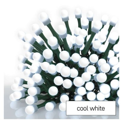 LED Christmas cherry chain - balls, 30 m, indoor and outdoor, cold white, timer