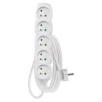 Przedłużacz 3 m / 5 gniazd / biały / PVC / 1 mm2