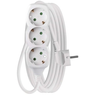 Verlängerungskabel 5 m / 3 Steckdosen / weiß / PVC / 1,5 mm2