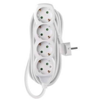 Extension cable 5 m / 4 sockets / white / PVC / 1.5 mm2