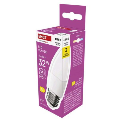 LED žiarovka Classic candle / E27 / 2,6 W (25 W) / 350 lm / neutrálna biela