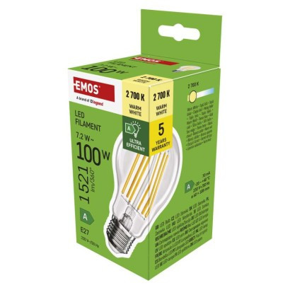 Żarówka LED Filament A60 A CLASS / E27 / 7,2 W (100 W) / 1521 lm / ciepła biel