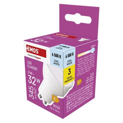 LED žiarovka Classic MR16 biela / GU10 / 3 W (32 W) / 345 lm / studená biela