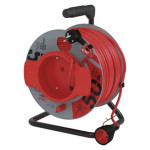 Bubnový predlžovací kábel 50 m / 1 zásuvka / červená / PVC / 230 V / 1,5 mm2