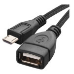 Kabel do transmisji danych OTG USB-A 2.0 / micro USB-B 2.0 z funkcją redukcji, 15 cm, czarny