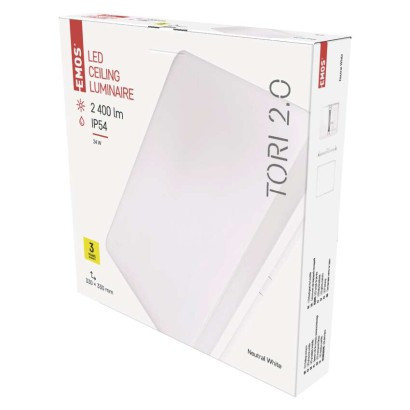Oprawa oświetleniowa LED TORI, kwadratowa biała 24W neutr. b., IP54