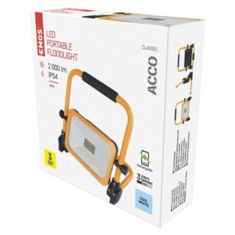 Przenośny reflektor LED ACCO z akumulatorem, 20W, żółty, chłodny biały