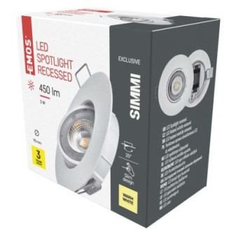 Reflektor LED SIMMI biały, okrąg 5W ciepły biały