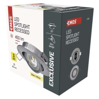 Reflektor LED SIMMI srebrny, okrągły 5W ciepły biały