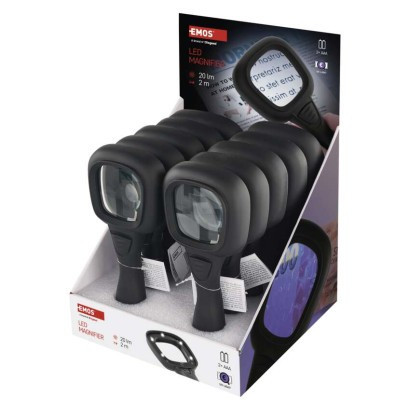 Lupa ręczna z podświetleniem LED/UV, 10 szt., pudełko