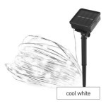 LED nano reťaz so solárnym panelom, 12 m, vnútorná a vonkajšia, studená biela, časovač