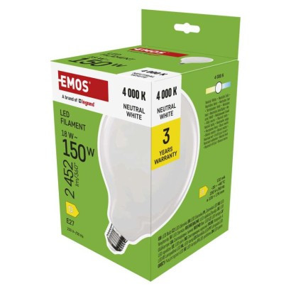 Żarówka LED Filament G125 / E27 / 18 W (150 W) / 2452 lm / neutralna biel