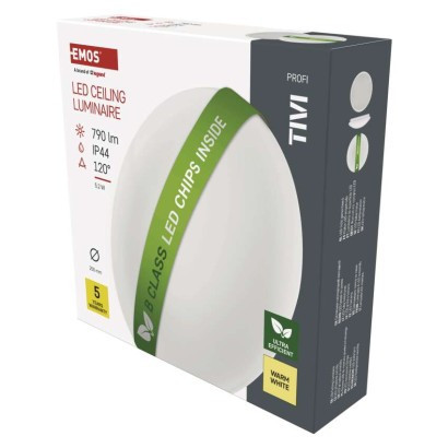 LED luminaire TIVI, B CLASS, round white 5,2W, IP44, warm white