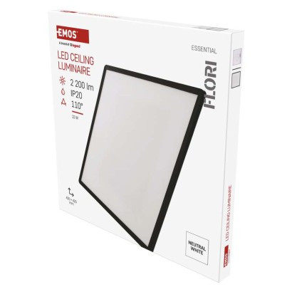 LED luminaire FLORI square, black, 22W, neutral white