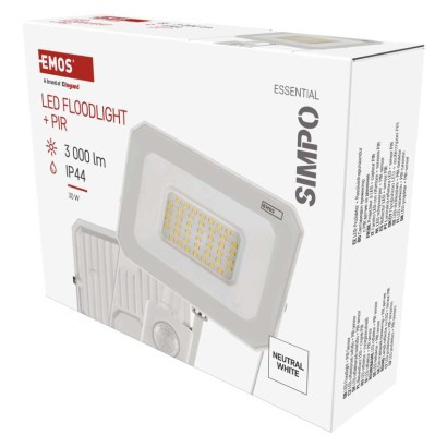 Reflektor LED SIMPO, 30W, PIR, neutralny biały