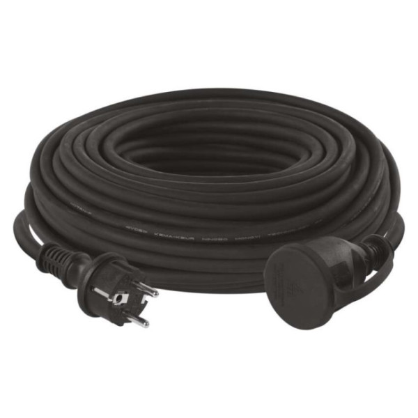 Przedłużacz zewnętrzny 30 m / 1 gniazdo / czarny / gumowo-neoprenowy / 230 V / 1,5 mm2