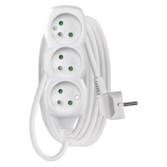 Verlängerungskabel 3 m / 3 Steckdosen / weiß / PVC / 1 mm2