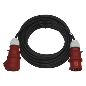 3-fázový vonkajší predlžovací kábel 25 m / 1 zásuvka / čierna / guma / 400 V / 2,5 mm2