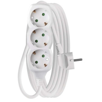 Verlängerungskabel 5 m / 3 Steckdosen / weiß / PVC / 1,5 mm2