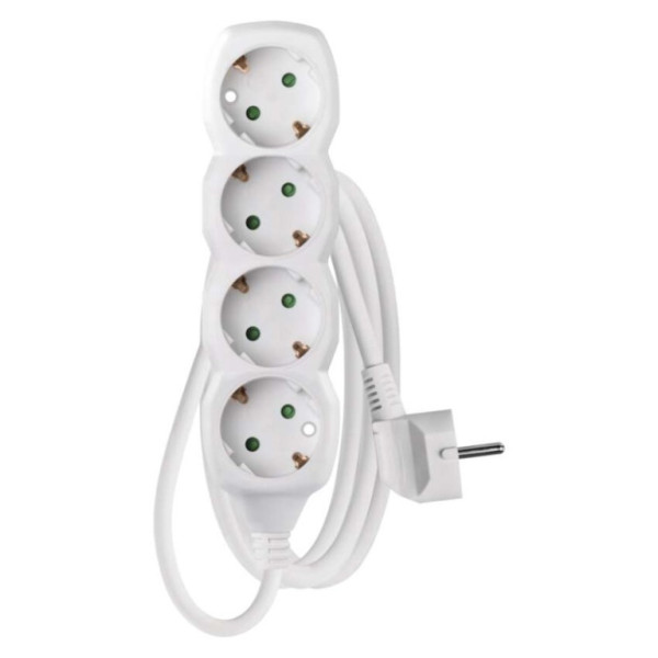 Verlängerungskabel 1,5 m / 4 Steckdosen / weiß / PVC / 1,5 mm2