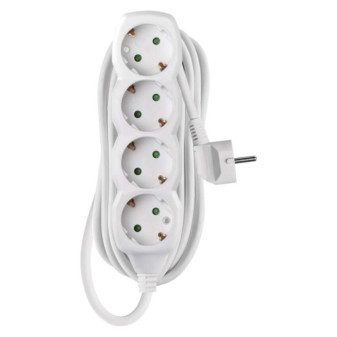 Verlängerungskabel 5 m / 4 Steckdosen / weiß / PVC / 1,5 mm2