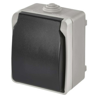 Gniazdo ścienne SCHUKO, szaro-czarne, IP44