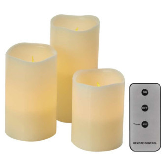 LED dekorácie - voskové sviečky, rôzne veľkosti, 3x AAA, interiérové, vintage, 3 ks, ovládač