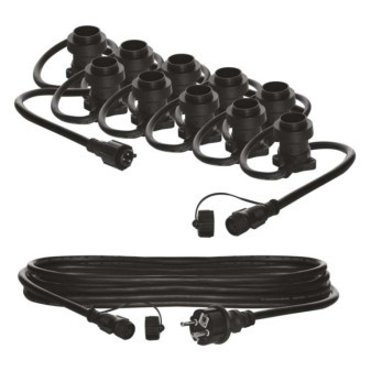 Connecting light chain for 10 bulbs E27 START SET, 7,35 m, outdoor and indoor