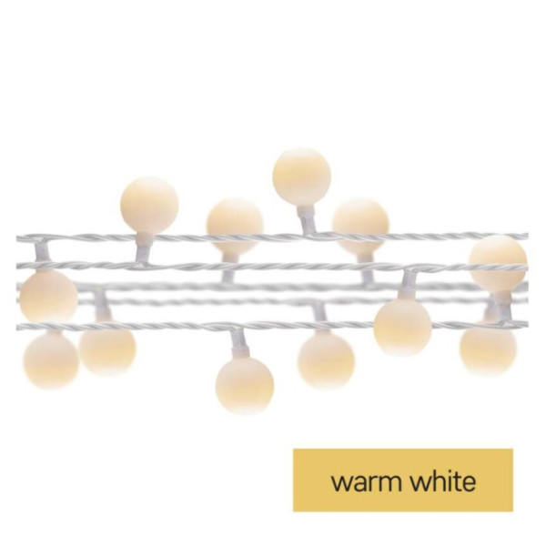 LED light cherry chain - balls 2,5 cm, 4 m, indoor and outdoor, warm white, timer