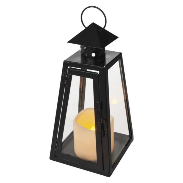 LED svietidlo čierne, štvorcové, 26,5 cm, 3x AAA, interiérové, vintage